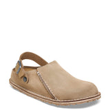 Birkenstock Lutry Premium Suede Leather Clogs for Women in Grey Taupe