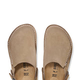 Birkenstock Lutry Premium Suede Leather Clogs for Women in Grey Taupe