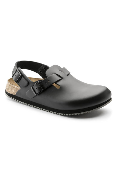 Birkenstock Tokio Super Grip Leather Clogs for Women in Black