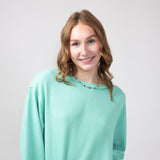 Blu Pepper Crewneck Ribbed Knit Shirt for Women in Mint