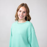 Blu Pepper Crewneck Ribbed Knit Shirt for Women in Mint