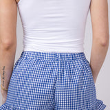 Gingham Ruffle Shorts for Women in Blue