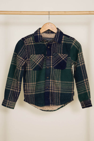 Brooklyn Cloth Youth Sherpa Lined Shacket for Boys in Green