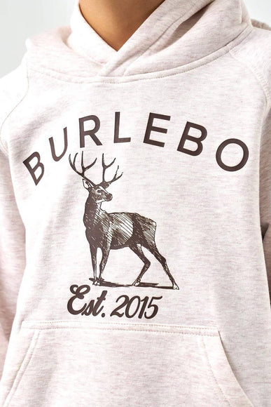 Burlebo Youth Deer Fleece Hoodie for Boys in Oatmeal