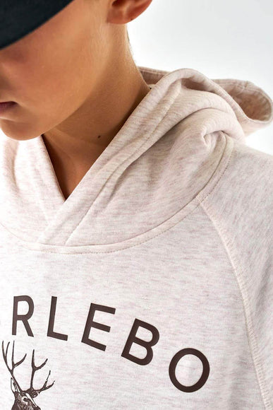 Burlebo Youth Deer Fleece Hoodie for Boys in Oatmeal