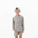 Burlebo Youth Performance Hoodie for Boys in Grey Camo