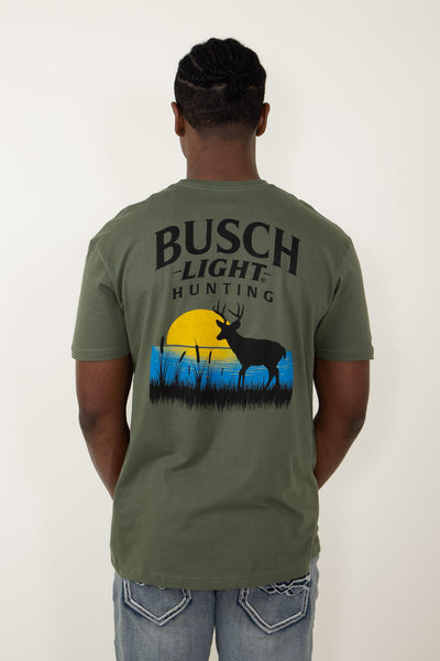 Brew City Apparel Busch Light Buck Scene T-Shirt for Men in Green