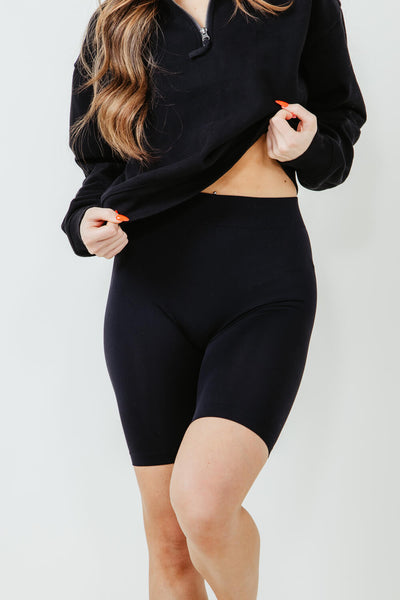 By Together Stay Centered Biker Shorts for Women in Black