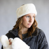 C.C. Glitter Fur Headwrap for Women in Ivory