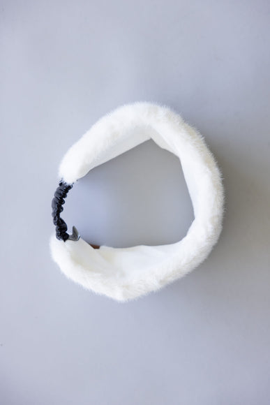 C.C. Glitter Fur Headwrap for Women in Ivory