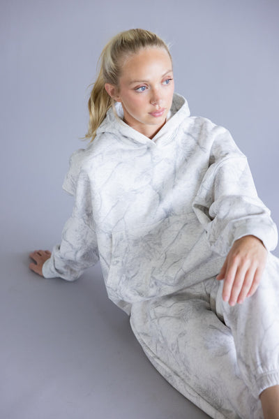 Camo Fleece Hoodie for Women in Grey