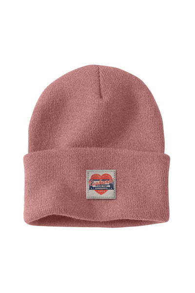 Carhartt Knit Heart Patch Beanie for Women in Rose Tint