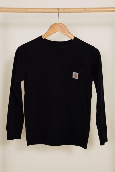 Carhartt Youth Pocket Logo Long-Sleeve T-Shirt for Boys in Black