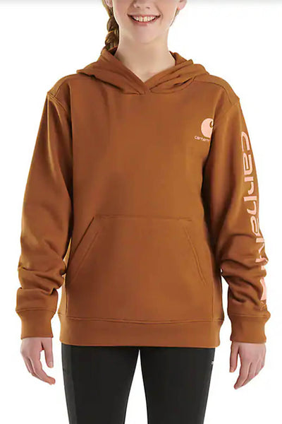 Carhartt Youth Graphic Hoodie for Girls in Brown