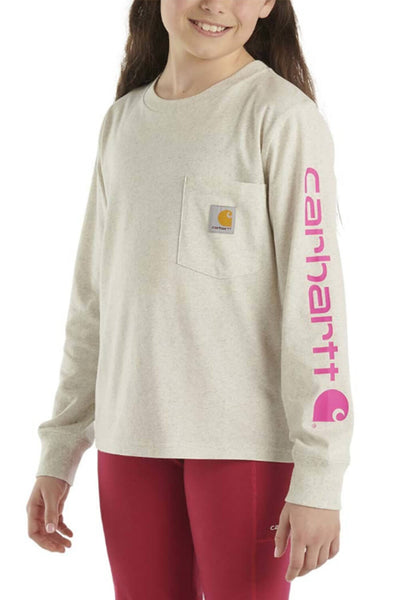 Carhartt Graphic Long Sleeve T-Shirt for Girls in Oatmeal Heather