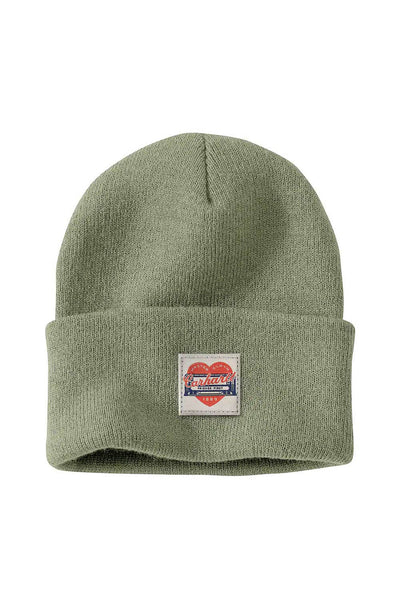Carhartt Knit Heart Patch Beanie for Women in Green