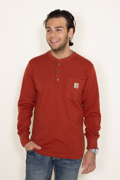 Carhartt Long Sleeve Henley Pocket Thermal Shirt for Men in Red