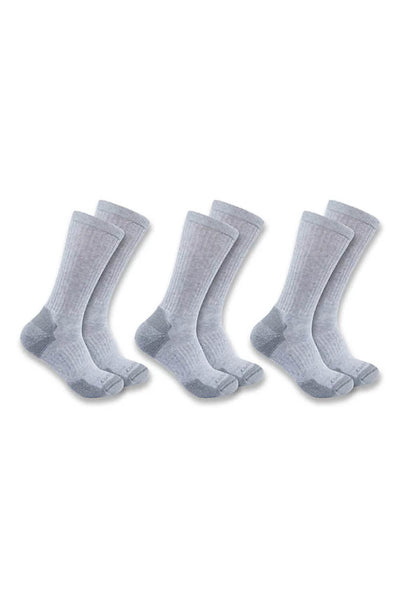Carhartt Midweight Cotton Crew 3 Pack Socks for Men in Grey