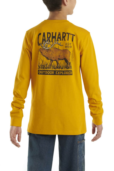 Carhartt Youth Graphic Long Sleeve Elk T-Shirt for Boys in Yellow