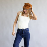 C.C. Newsboy Corduroy Cap for Women in Brown