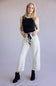 Aaron & Amber Drawstring Polka Dot Barrel Jeans for Women in Cream