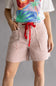 Aaron & Amber Stripe Baggy Denim Shorts for Women in Rust