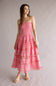 Eyelet Lace Strapless Midi Dress for Women in Confetti Pink