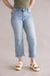 Risen Mid Rise Crop Straight Jeans for Women in Light Wash
