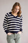 C&C California Delilah Striped V-Neck Pullover for Women in Navy/Off-White