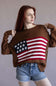 Miracle Knit American Flag Sweater for Women in Camel