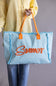 Summer Rope Canvas Tote Bag in Blue/Orange