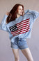 Miracle Knit American Flag Sweater for Women in Blue