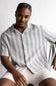 Denim & Flower Crochet Textured Button Up Shirt for Men in Grey/White