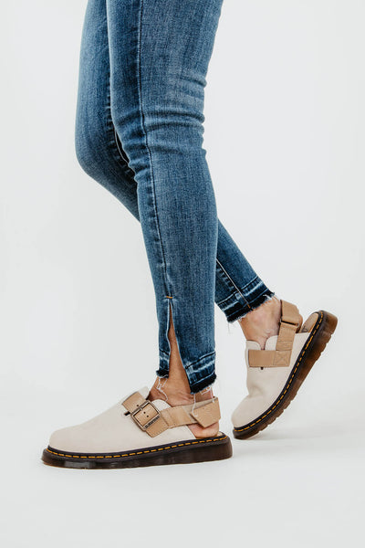 Dr. Martens Jorge II Suede/Leather Slingback Mules for Women in Beige
