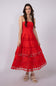 Eyelet Lace Strapless Midi Dress for Women in Red
