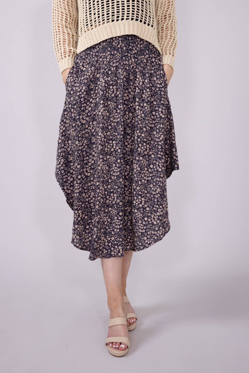 Final Touch Ditsy Floral Smocked Waist Midi Skirt for Women – Glik's