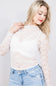 Floral Lace Sheer Layering Top for Women in White