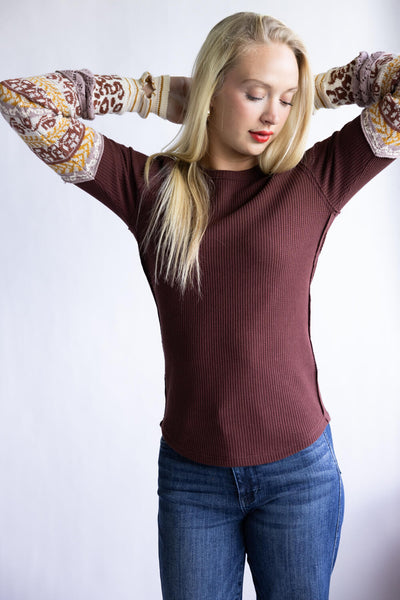 Free People All In Cuff Top for Women in Chocolate Combo