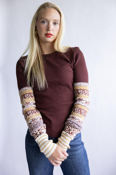 Free People All In Cuff Top for Women in Chocolate Combo