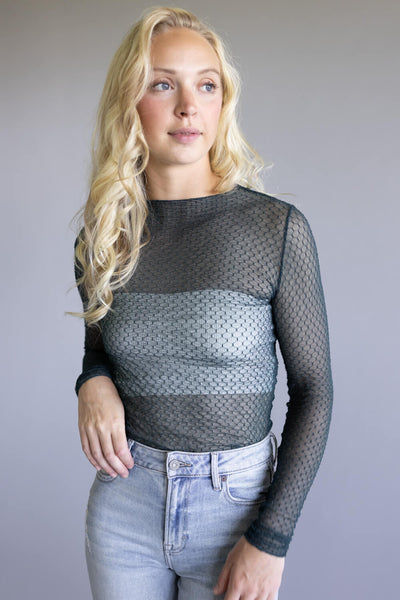 Free People Intimately Minding My Own Business Sheer Layering Top for Women in Oil Green