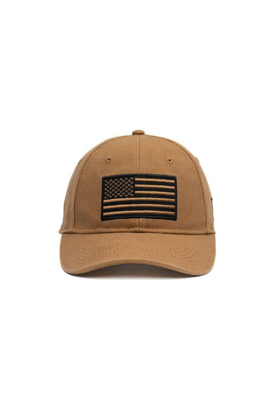 Grunt Style Embroidered American Flag Hat for Men in Tan