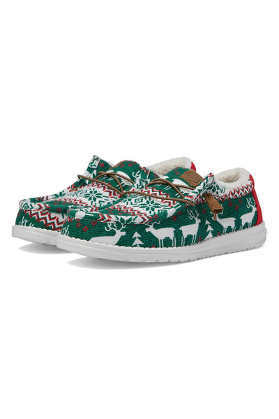 HEYDUDE Men’s Wally Ugly Sweater Lined Shoes in Green