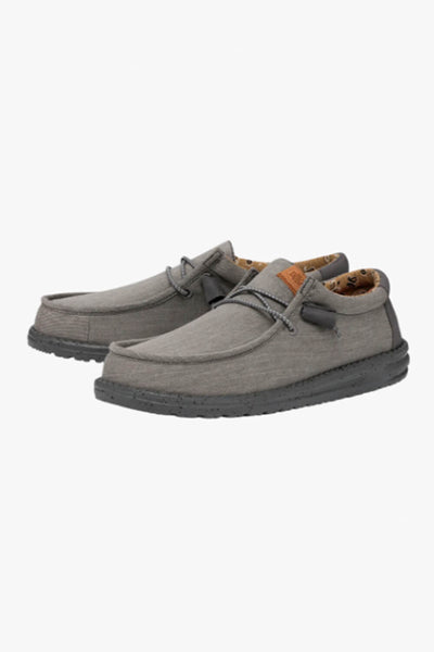 Hey Dude Shoes Men’s Wally Washed Canvas Shoes in Charcoal
