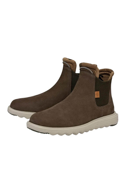 HEYDUDE Men’s Branson Craft Leather Chelsea Boots in Olive