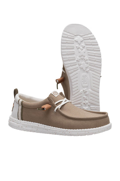 HEYDUDE Men’s Wally Craft Linen Shoes in Timber/Silver Birch