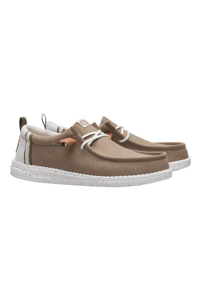 HEYDUDE Men’s Wally Craft Linen Shoes in Timber/Silver Birch