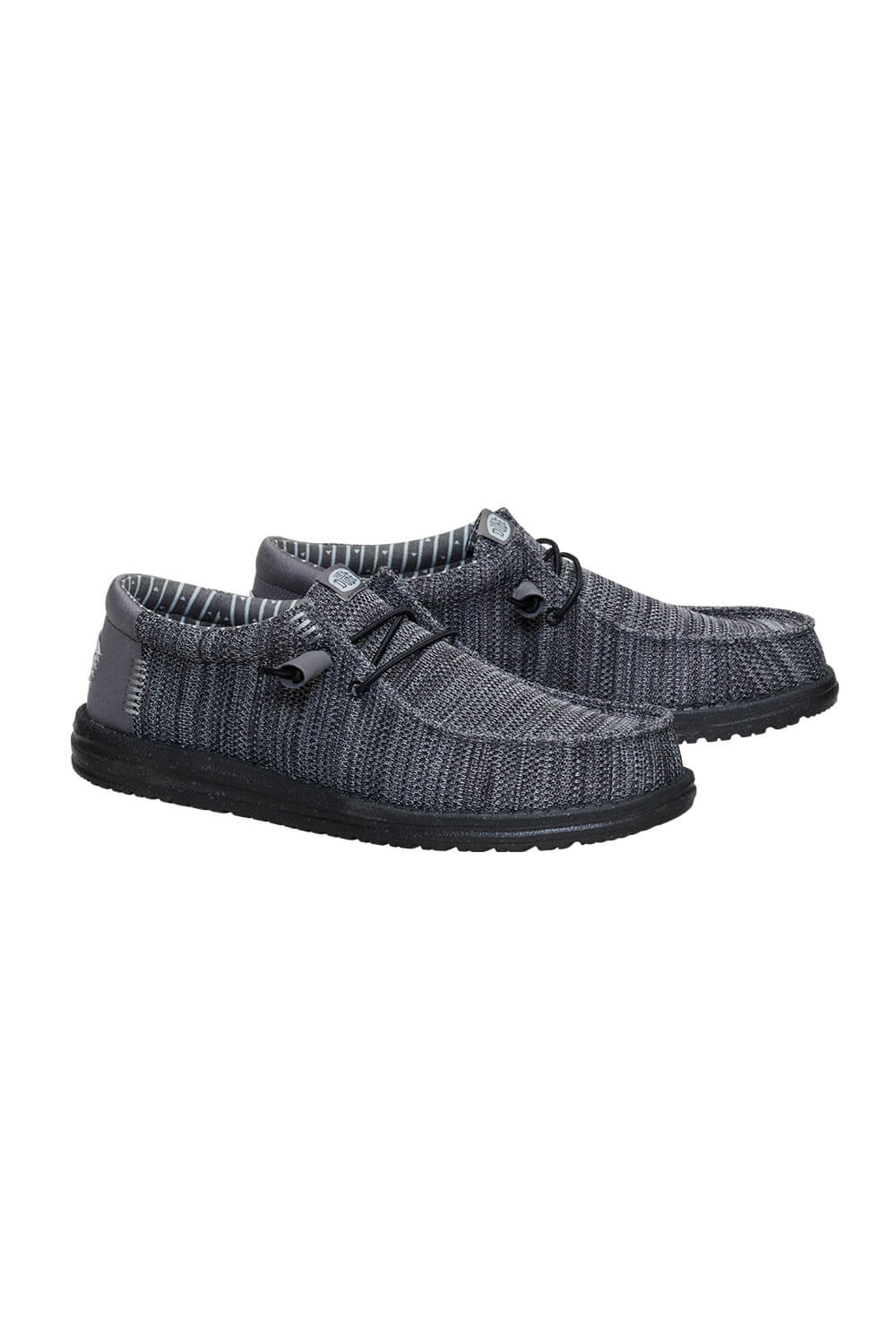HEYDUDE Men's Wally Stretch Sox Shoes in Granite Grey/Black