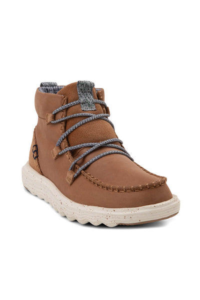 HEYDUDE Women’s Reyes Leather Booties in Tobacco Brown