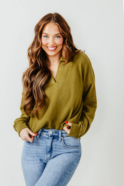 Illa Illa Brushed Collar Sweater for Women in Green