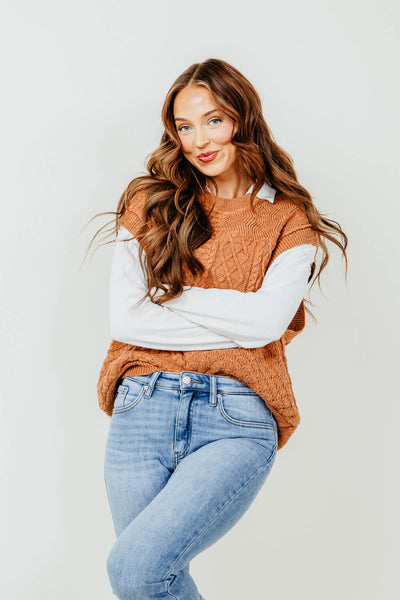 Illa Illa Knit Sweater Vest for Women in Brown Orange